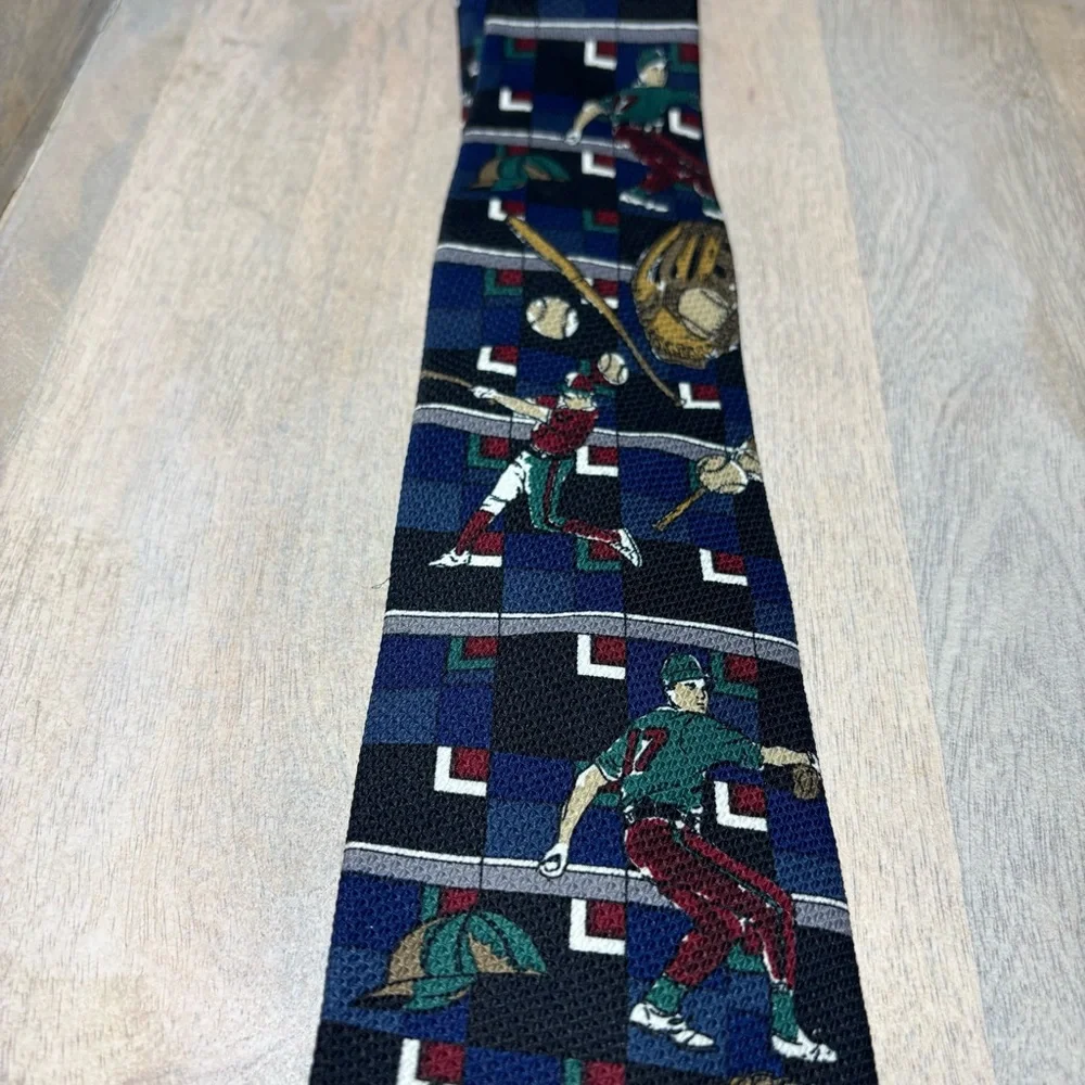 Men's Sports-Themed Tie polyester made in USA baseball player baseball bat glove
